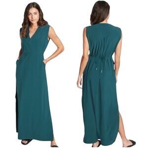 Athleta Marlow Maxi Dress Dress Sleeveless Active V Neck Teal Blue Womens XS
